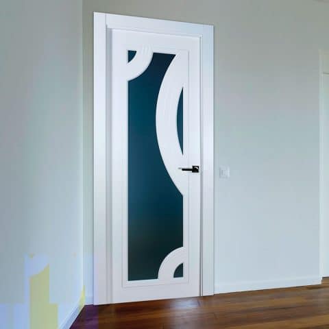 Puerta lacada Diseño Grupo B en block Vidriera Parrilla 1V BL Modelo 5 SP