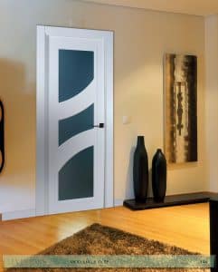 Puerta lacada Diseño Grupo B en block Vidriera Parrilla 1V BL Modelo 6 SP