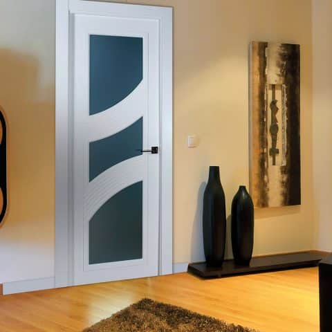 Puerta lacada Diseño Grupo B en block Vidriera Parrilla 1V BL Modelo 6 SP