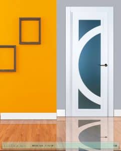 Puerta lacada Diseño Grupo B en block Vidriera Parrilla 1V BL Modelo 7 SP