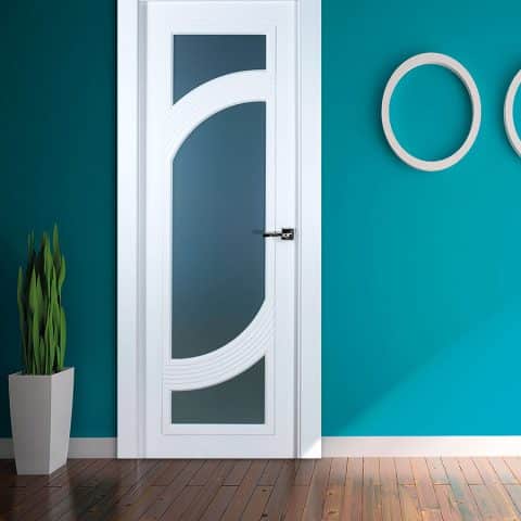 Puerta lacada Diseño Grupo B en block Vidriera Parrilla 1V BL Modelo 8 SP