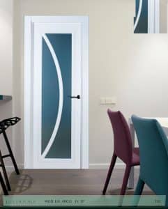 Puerta lacada Diseño Grupo B en block Vidriera Parrilla 1V BL Modelo Arco SP