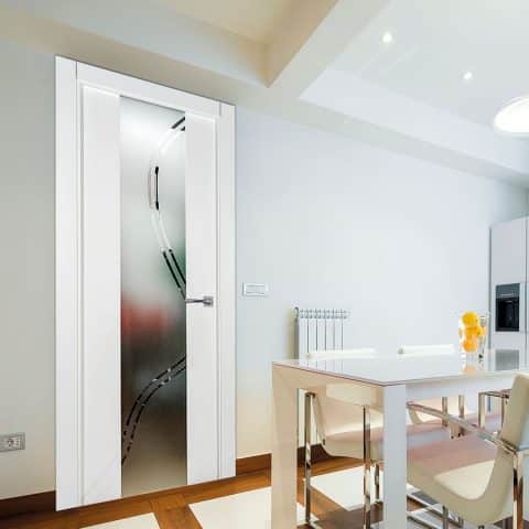 Puerta lacada Diseño Grupo C en block vidrio templado 8mm BL Modelo 848 1V