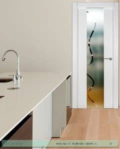 Puerta lacada Diseño Grupo C en block vidrio templado 8mm BL Modelo 864 1V