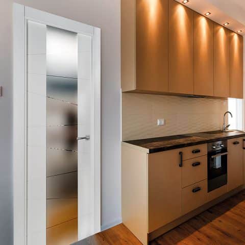 Puerta lacada Diseño Grupo C en block vidrio templado 8mm BL Modelo 814 1V