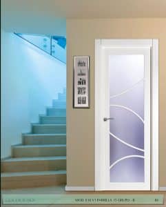 Puerta lacada Diseño Grupo B en block Vidriera Parrilla 1V BL Modelo 818 IT