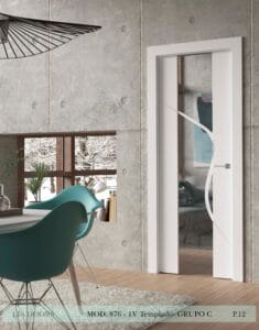 Puerta lacada Diseño Grupo C en block vidrio templado 8mm BL Modelo 876 1V