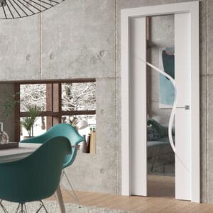 Puerta lacada Diseño Grupo C en block vidrio templado 8mm BL Modelo 876 1V