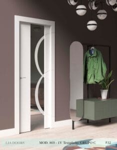 Puerta lacada Diseño Grupo C en block vidrio templado 8mm BL Modelo 869 1V