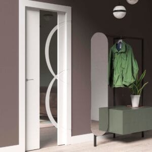 Puerta lacada Diseño Grupo C en block vidrio templado 8mm BL Modelo 869 1V