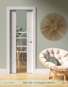 Puerta lacada Diseño Grupo C en block vidrio templado 8mm BL Modelo 890 1V