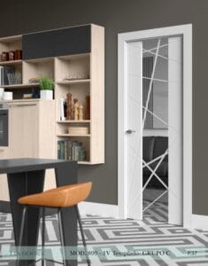 Puerta lacada Diseño Grupo C en block vidrio templado 8mm BL Modelo 899 1V