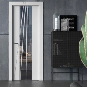 Puerta lacada Diseño Grupo C en block vidrio templado 8mm BL Modelo 877 1V