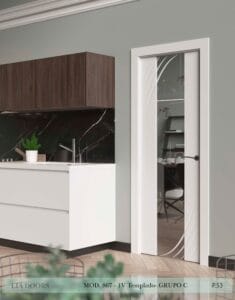 Puerta lacada Diseño Grupo C en block vidrio templado 8mm BL Modelo 867 1V