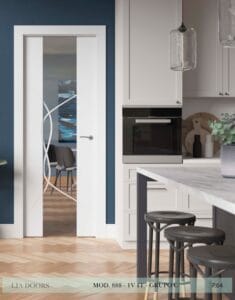 Puerta lacada Diseño Grupo C en block vidrio templado 8mm BL Modelo 888 1V