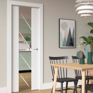 Puerta lacada Diseño Grupo C en block vidrio templado 8mm BL Modelo 889 1V