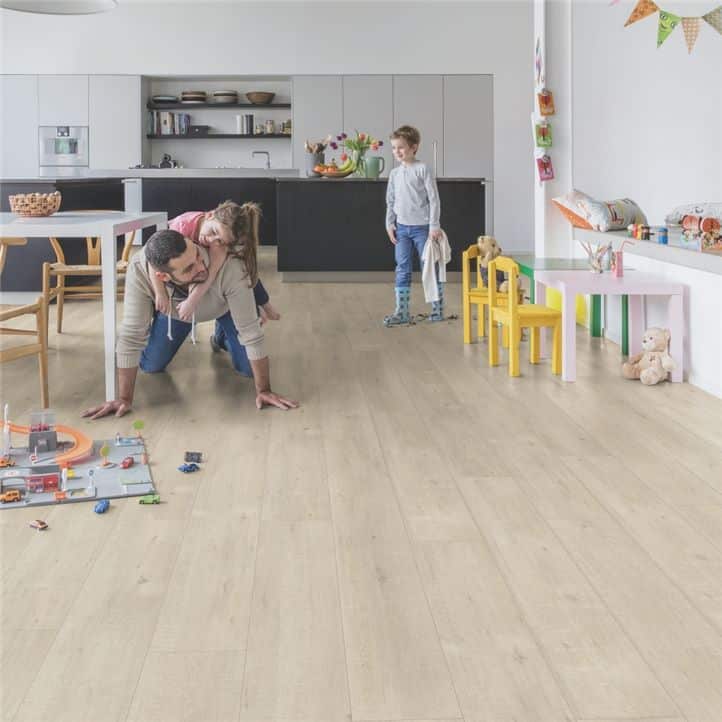 Suelo laminado AC4 con Cortes de Sierra Beige QUICK STEP Impressive IM1857 - Imagen 4