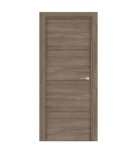 Puerta  Laminada Veta Horizontal Roble Coffee 300 Fresado Negro Ciega