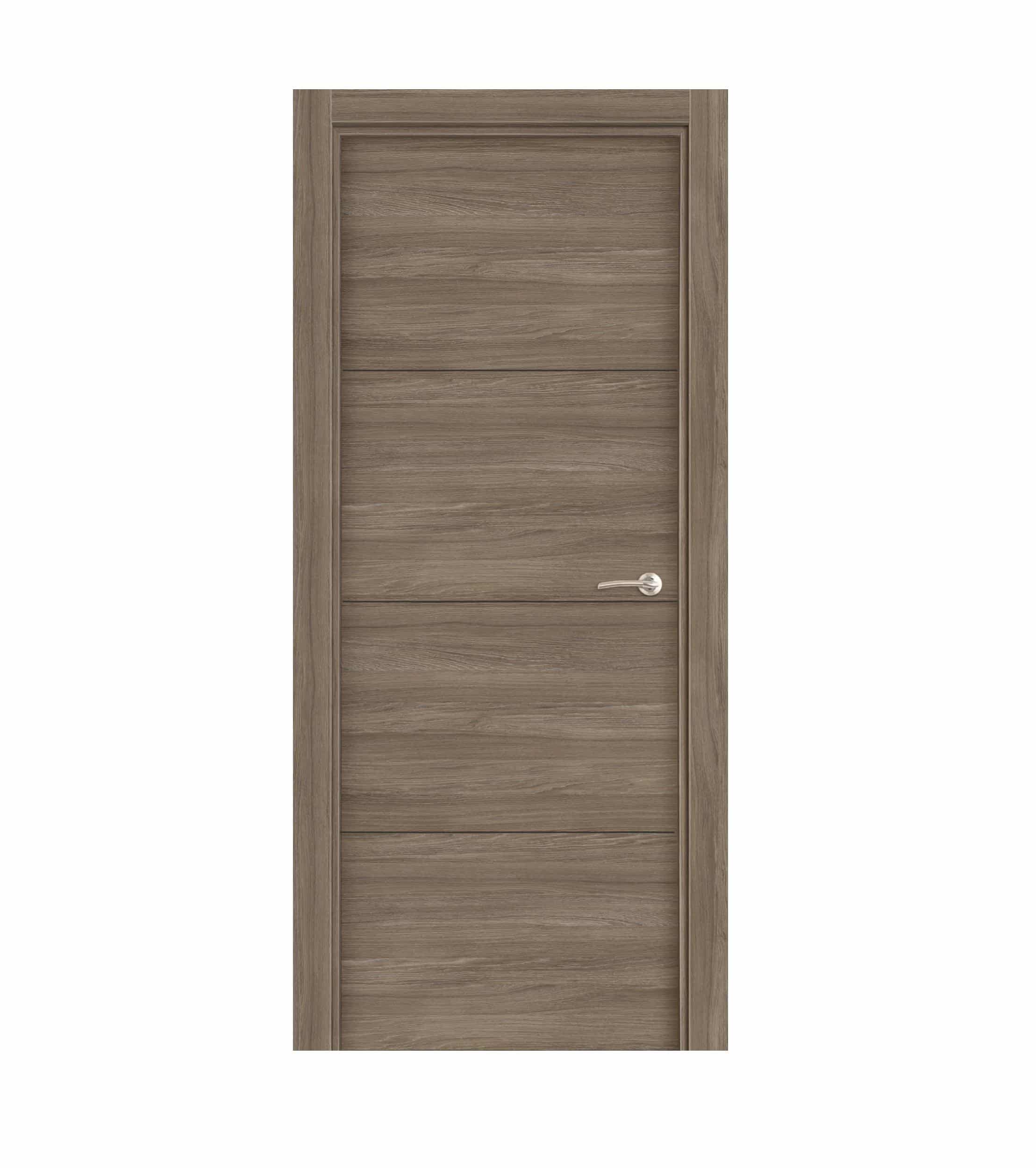 Puerta  Laminada Veta Horizontal Roble Coffee 300 Fresado Negro Ciega