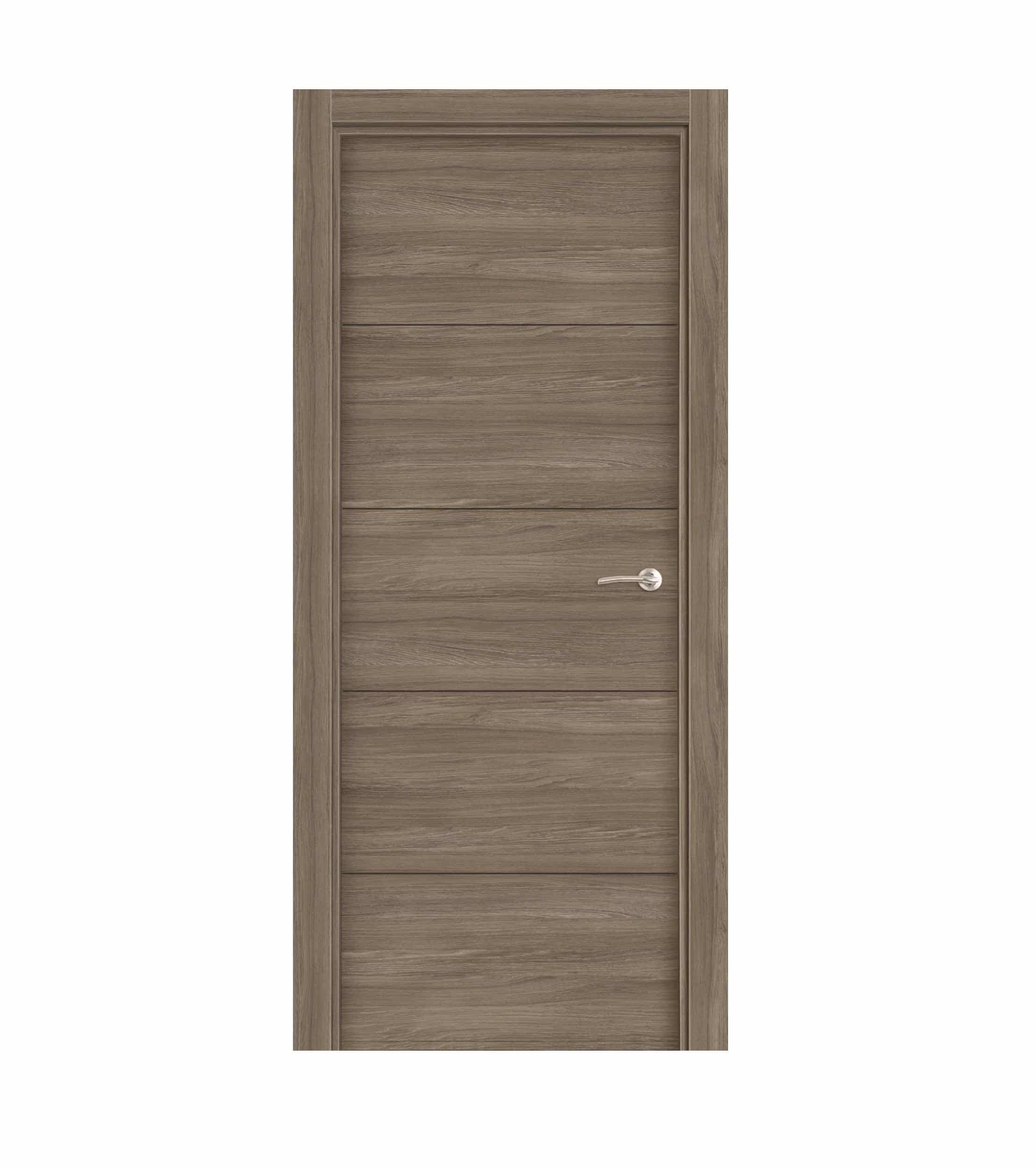Puerta  Laminada Veta Horizontal Roble Coffee 400 Fresado Negro Ciega