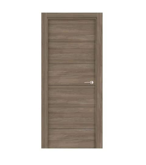 Puerta  Laminada Veta Horizontal Roble Coffee 500 Fresado Negro Ciega