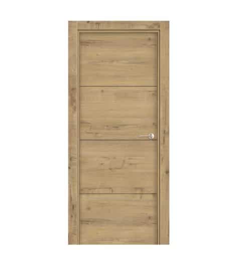 Puerta Laminada Veta Horizontal Roble Gold 300 Fresado Negro Ciega