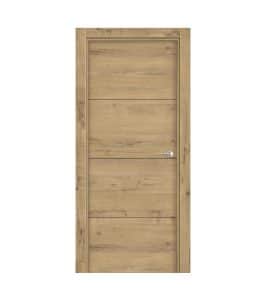 Puerta Laminada Veta Horizontal Roble Gold 400 Fresado Negro Ciega