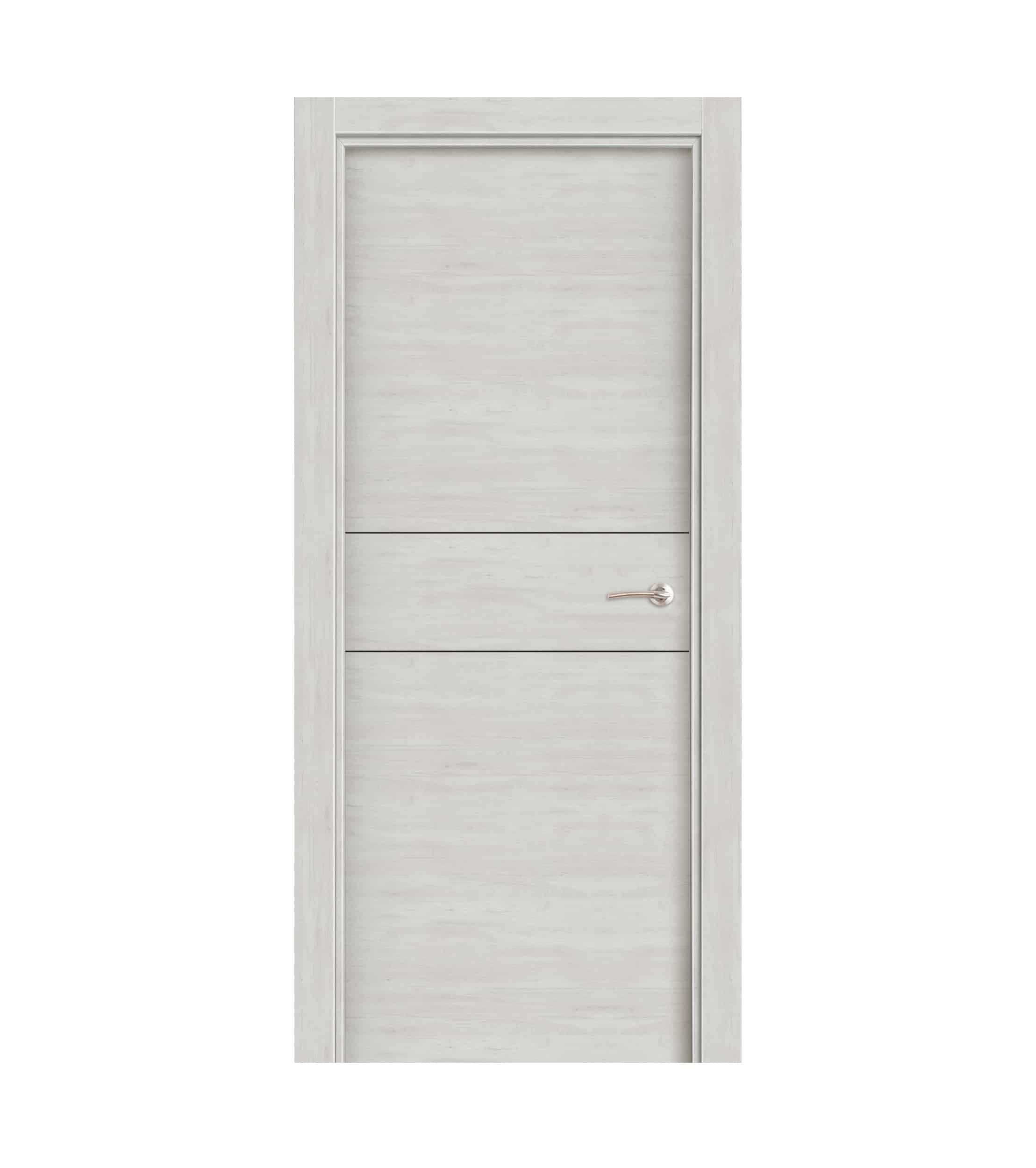 Puerta Laminada Veta Horizontal Roble Nordico 200 Fresado Negro Ciega