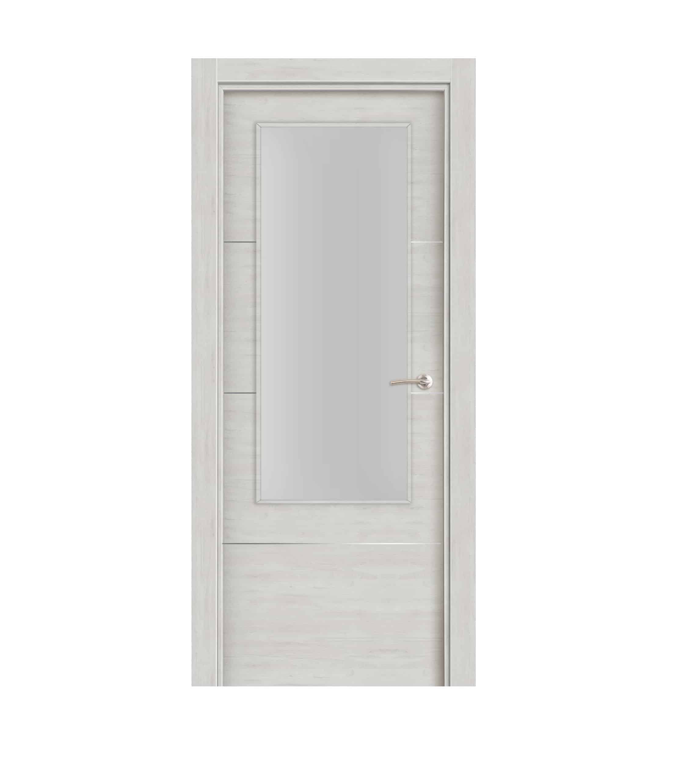 Puerta Laminada Veta Horizontal Roble Nordico 300 Fresado Aluminio 1V Corta