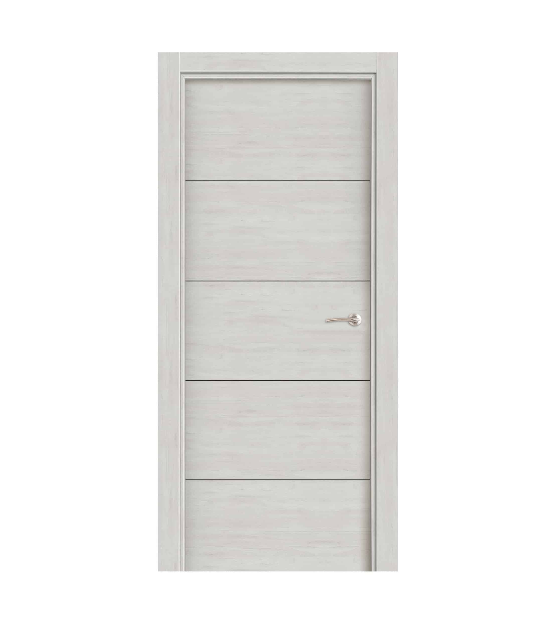 Puerta Laminada Veta Horizontal Roble Nordico 400 Fresado Negro Ciega