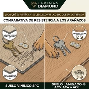 Cual es mas resistente a los arañazos, ¿Un suelo laminado o un suelo vinilico SPC?
