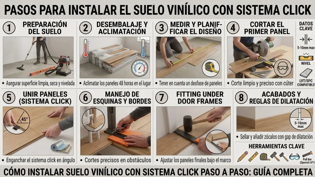 Cómo instalar suelo vinílico con sistema click paso a paso