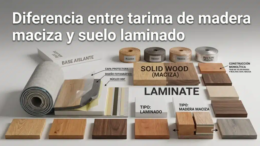Diferencia entre tarima de madera maciza y suelo laminado
