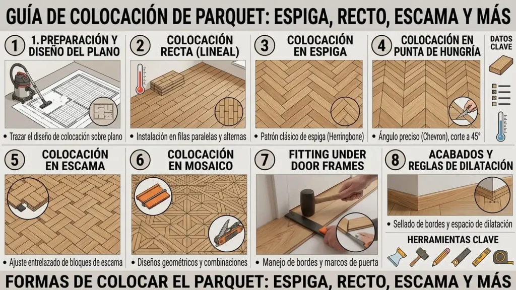 Formas de colocar el parquet: espiga, recto, escama y más