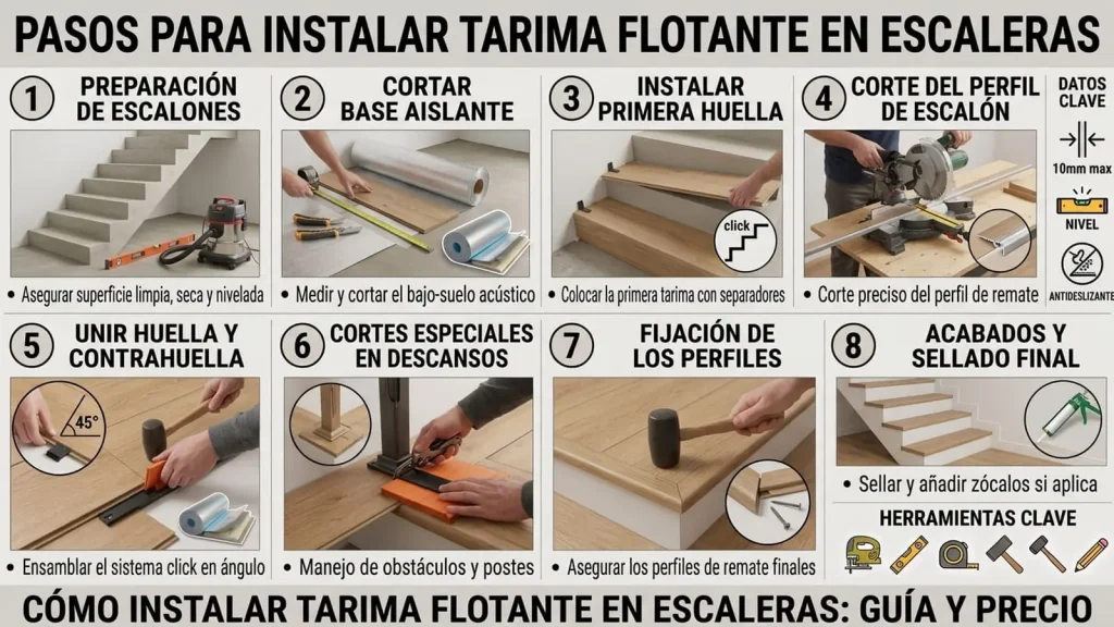 Cómo instalar tarima flotante en escaleras: guía y precio